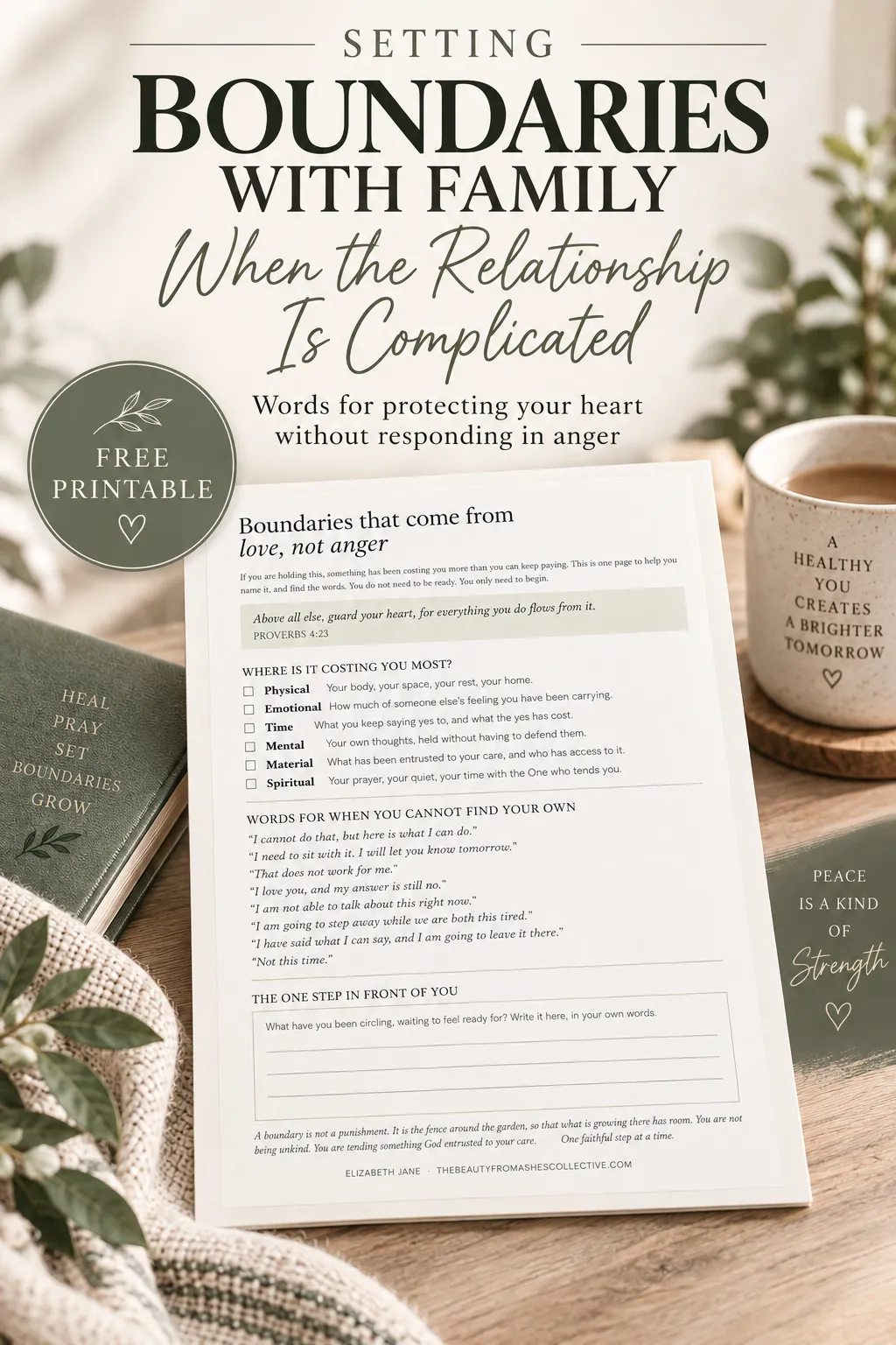 Christian boundaries printable for setting boundaries with family when relationships are complicated, featuring practical boundary-setting prompts and Proverbs 4:23. Christian boundaries printable for setting boundaries with family when relationships are complicated, featuring practical boundary-setting prompts and Proverbs 4:23.