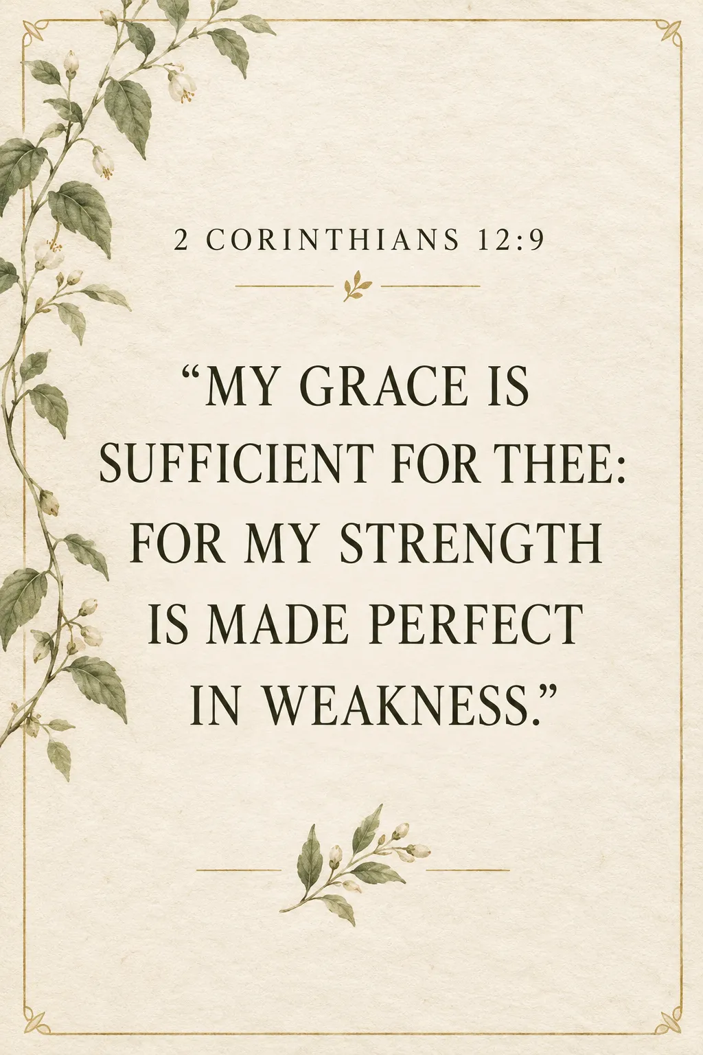 2 Corinthians 12:9 Bible verse about God’s grace and strength being made perfect in weakness