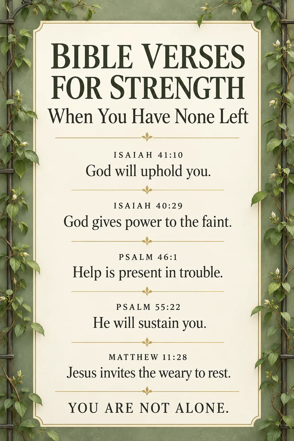 Bible verses for strength from Isaiah, Psalms, and Matthew offering encouragement when you feel depleted
