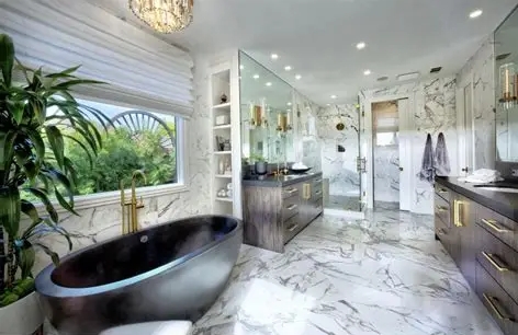 Luxury marble master bathroom ASD Tile and Stone Inc