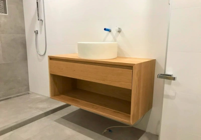 Bathroom Vanity installation by Mitchell kitchens