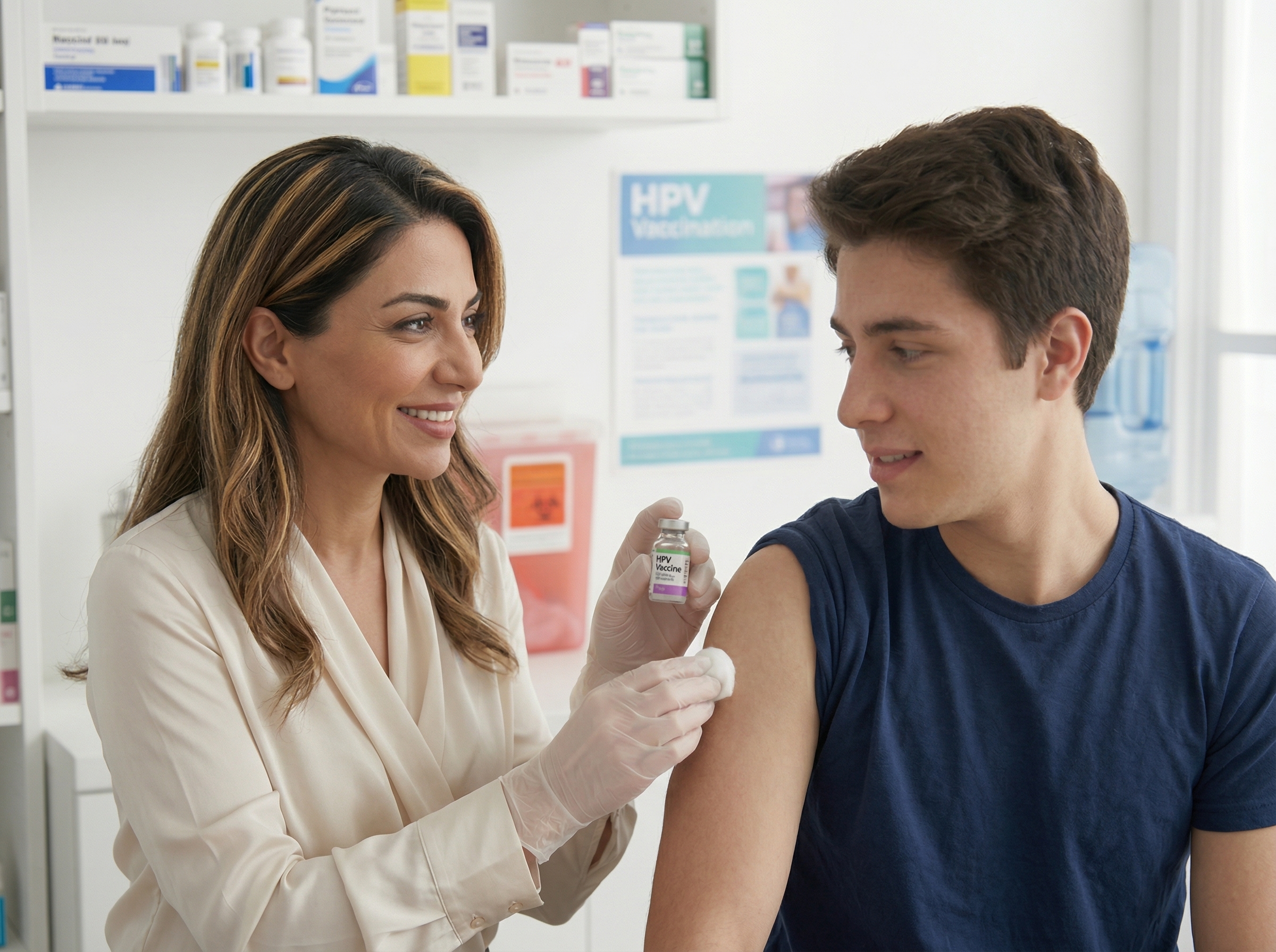 Family getting vaccinated at Brentwood Pharmacy
