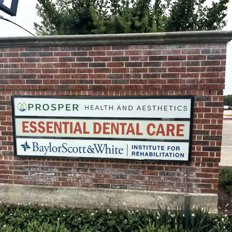 Illuminated channel letter sign for PRO-SPER Health and Aesthetics mounted on a brick storefront in DFW