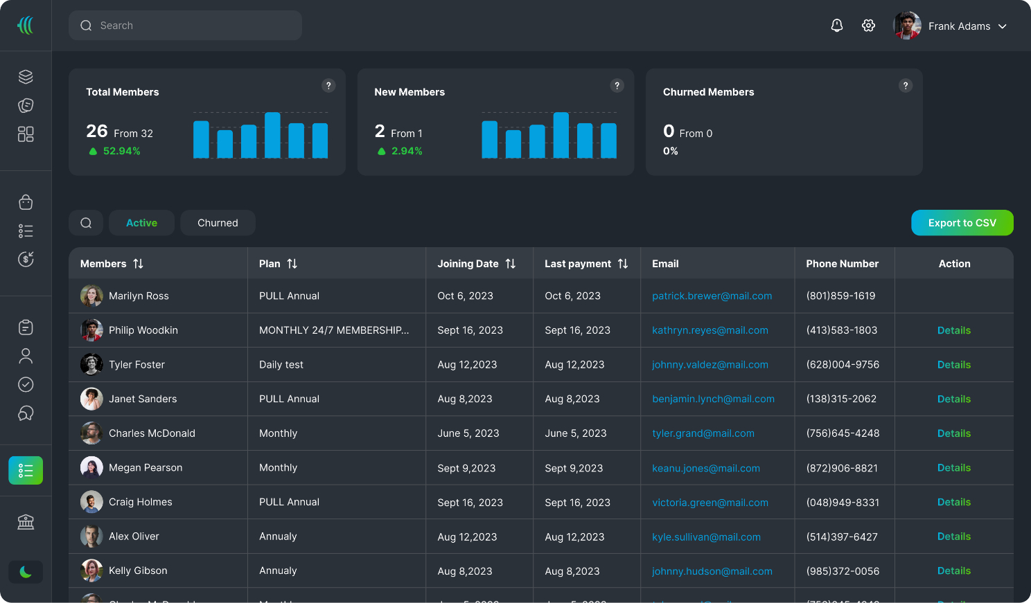 Gym Platform Dashboard