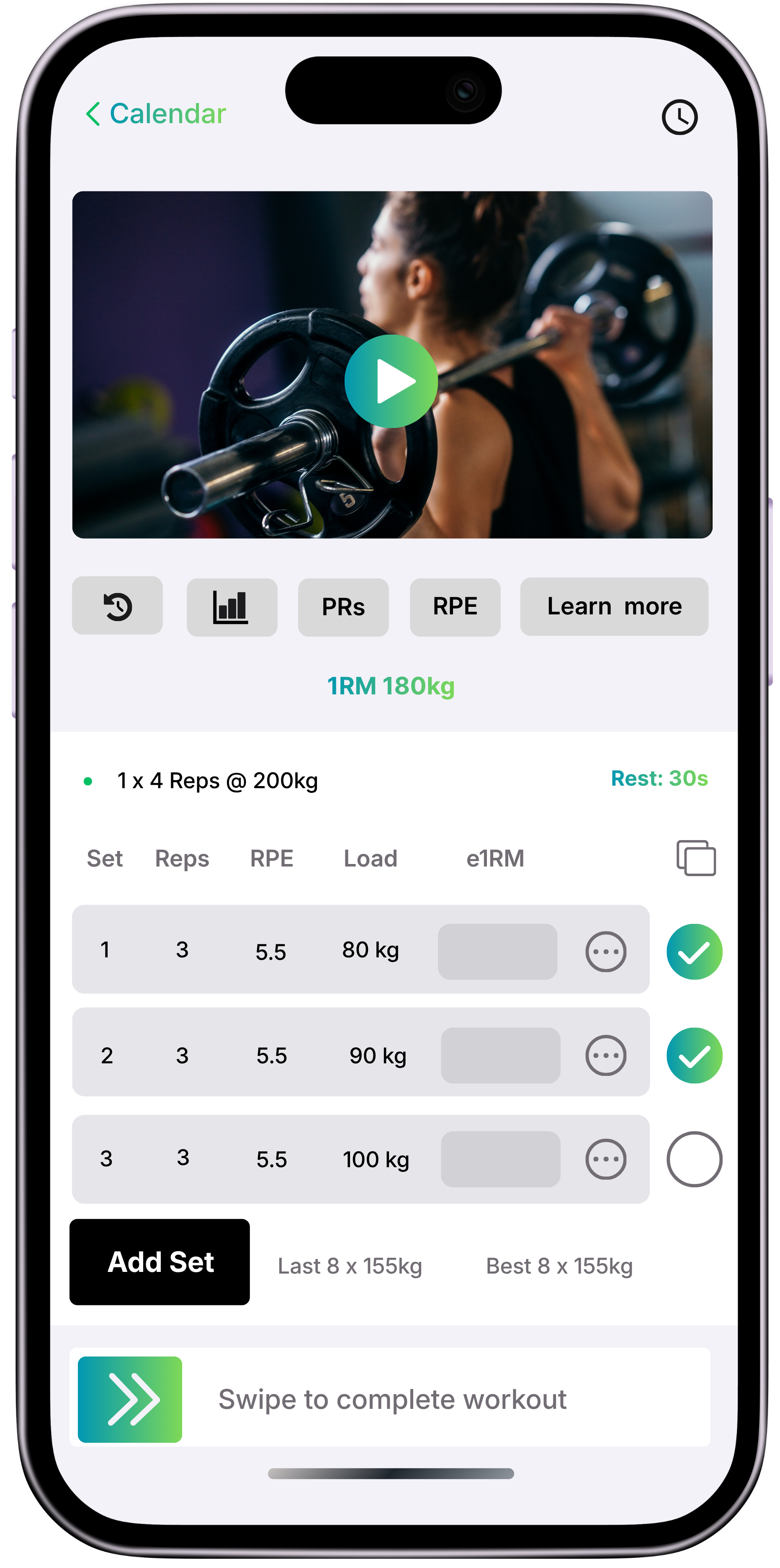MyStrengthBook app screen