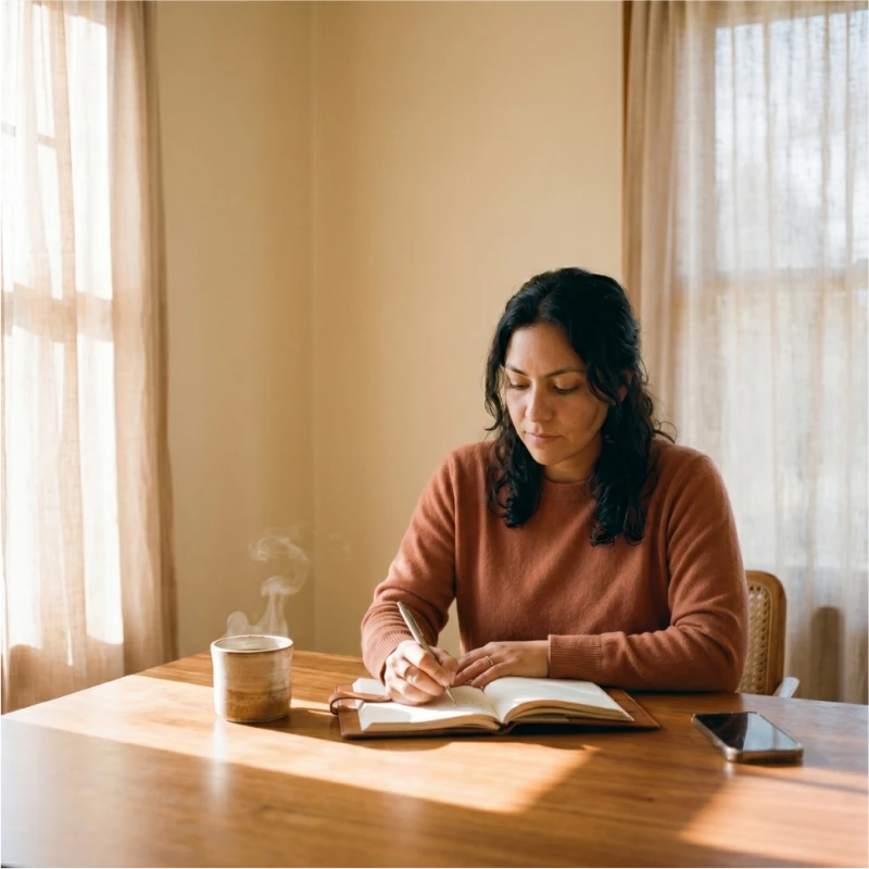 Mujer en estado de calma y autoconexión