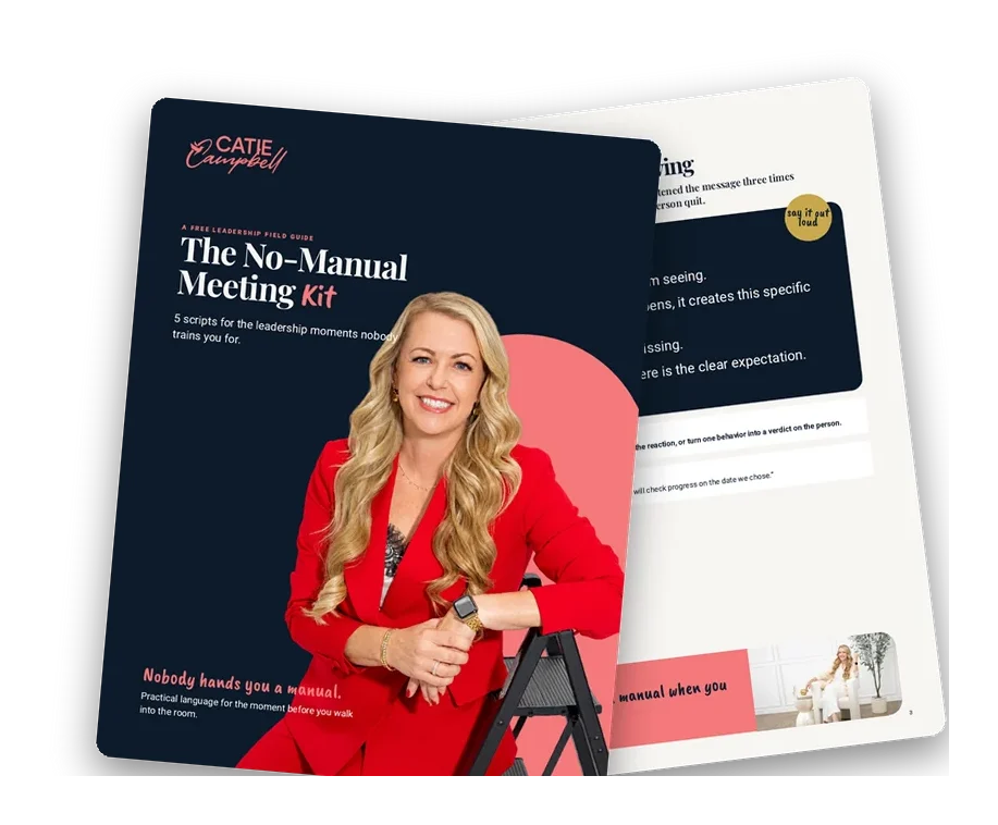 The No-Manual Meeting Kit PDF cover and a script page