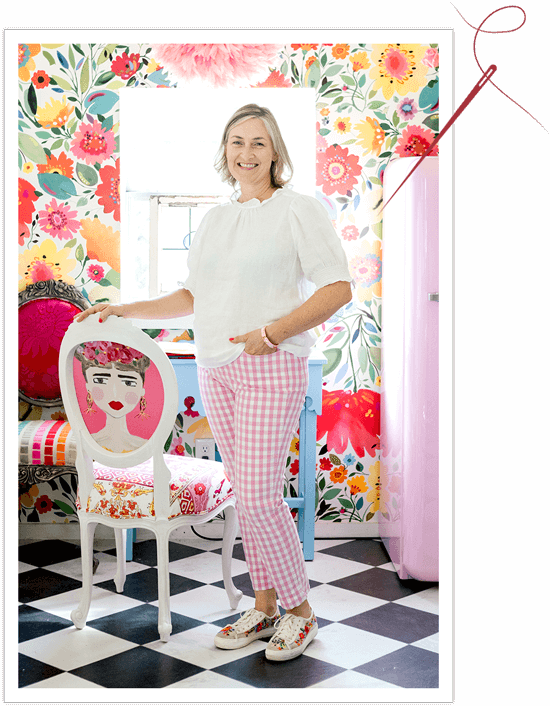 Wendy, the Chair Stylist, with one of her painted chairs