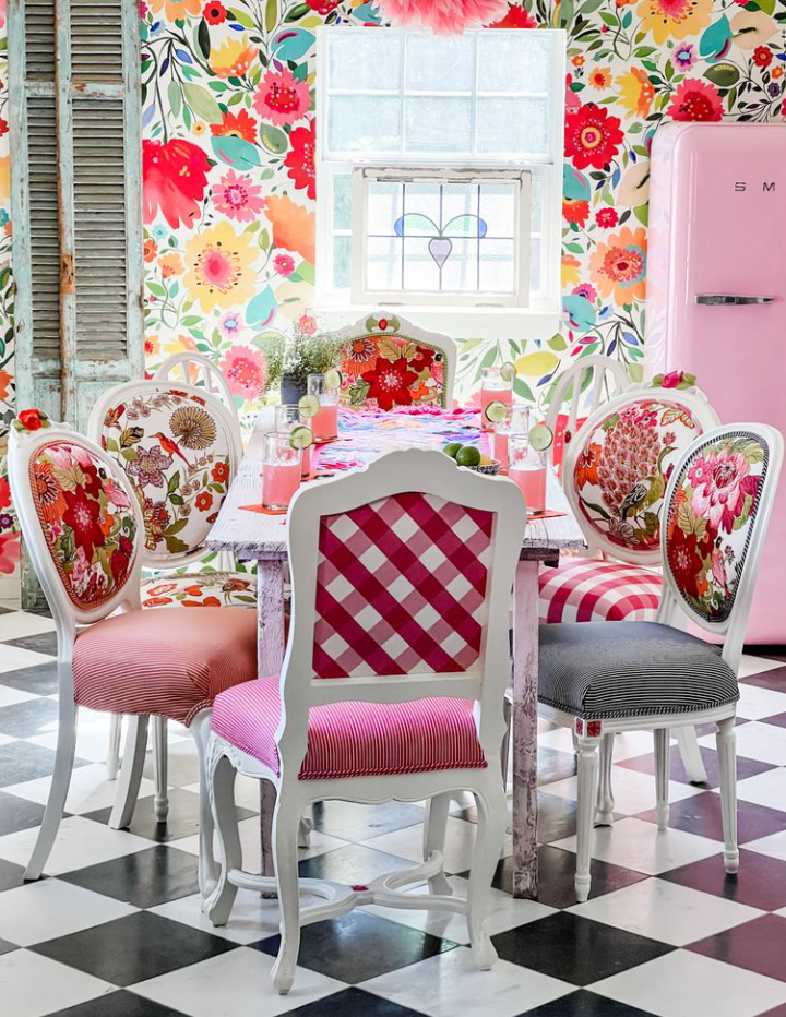 A fully styled, fabric-rich room