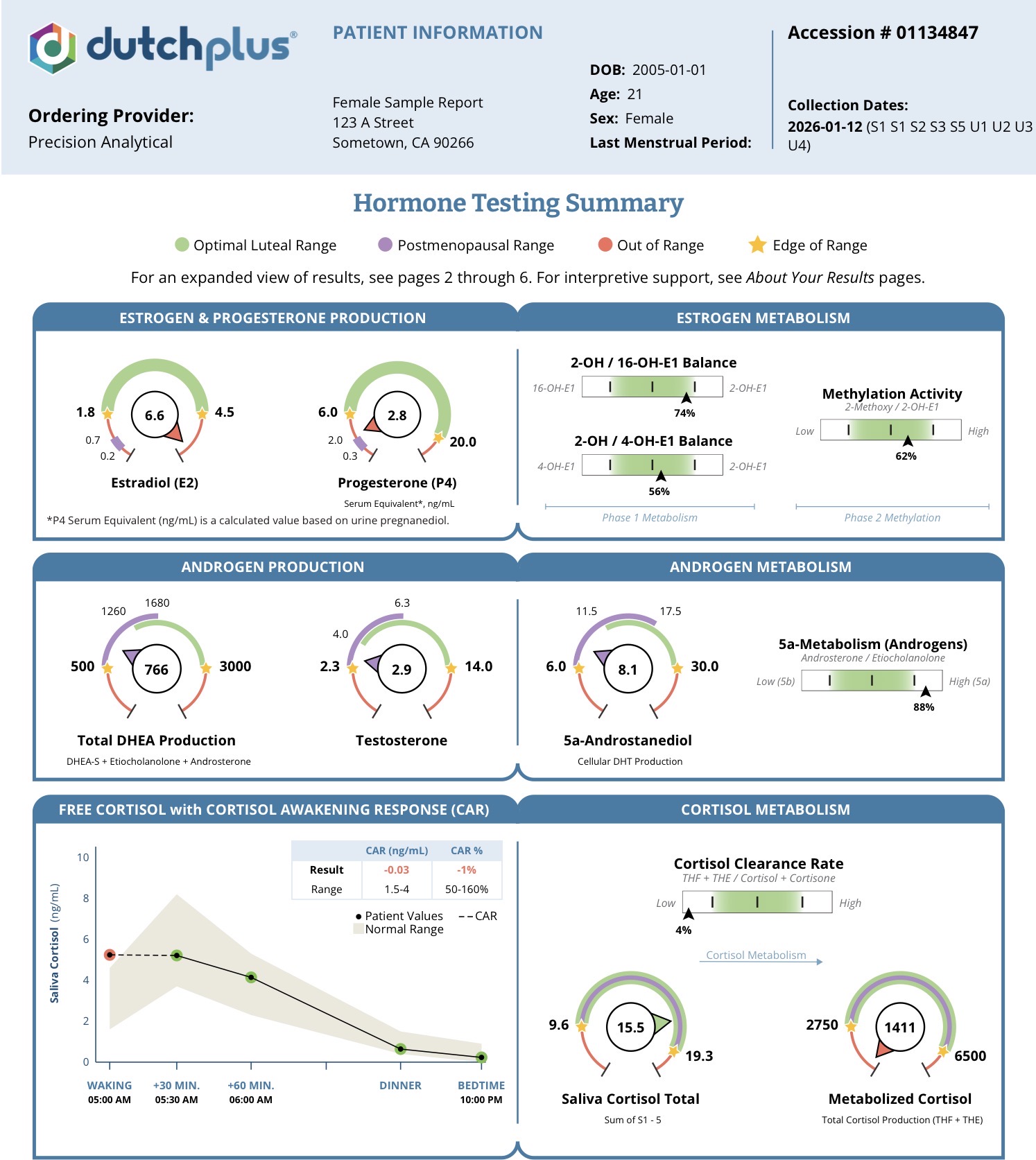 A sample DUTCH Plus report
