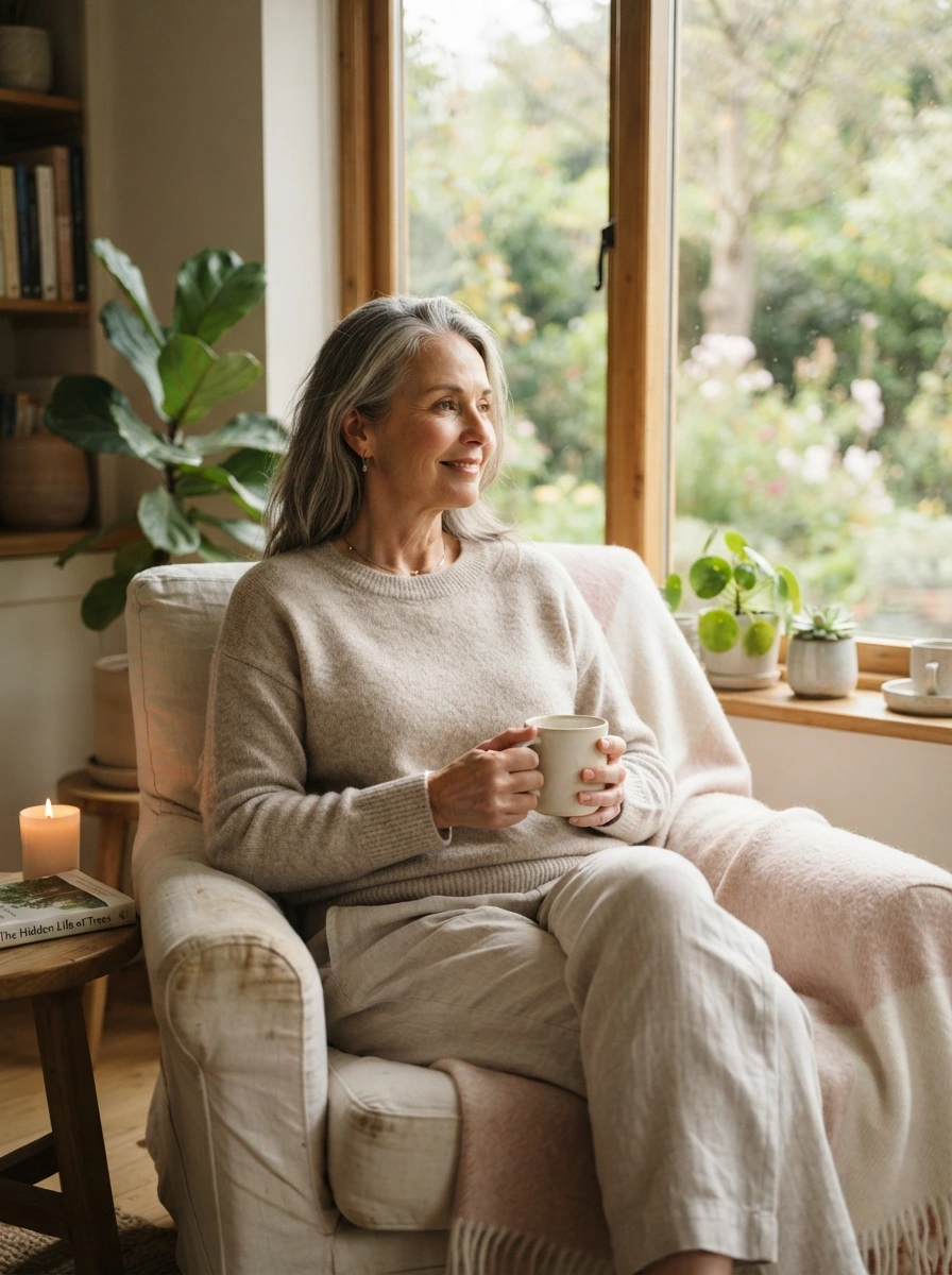 Woman enjoying peaceful morning moment