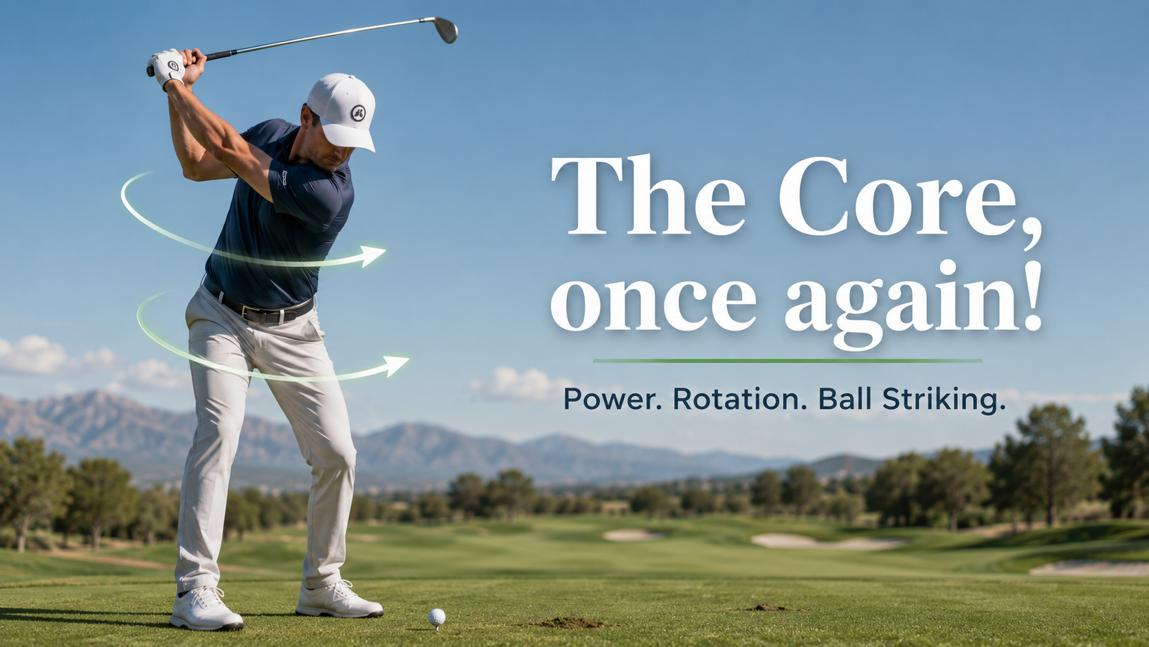 Golfer at the top of the backswing showing core rotation and weight shift