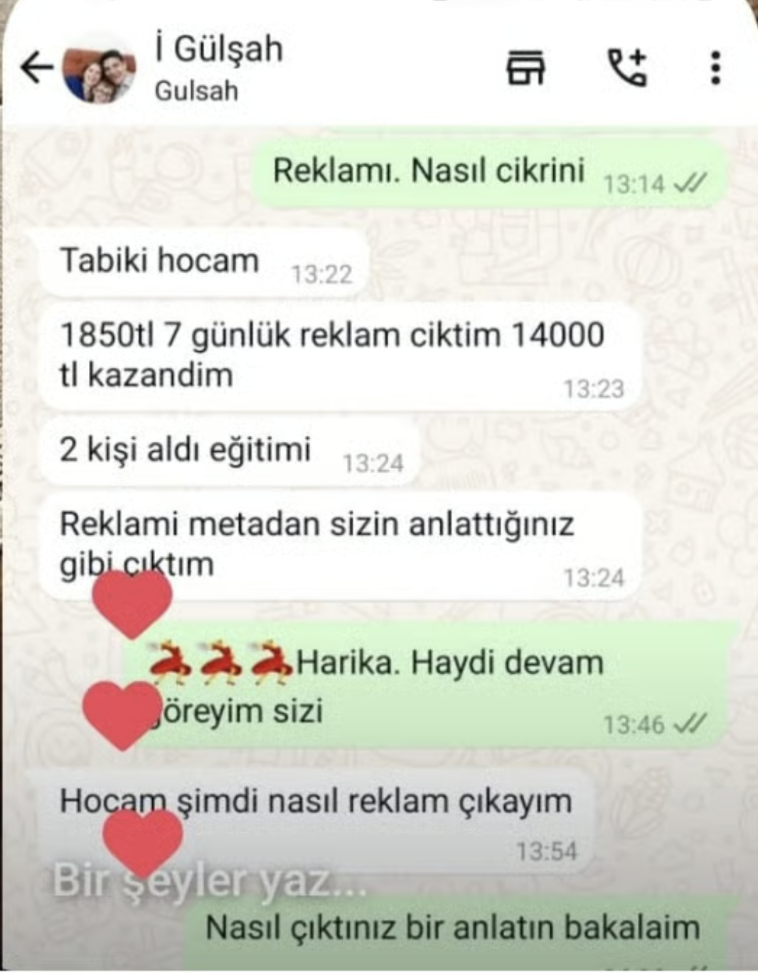 Mutlu öğrenci ve danışan ekran görüntüsü