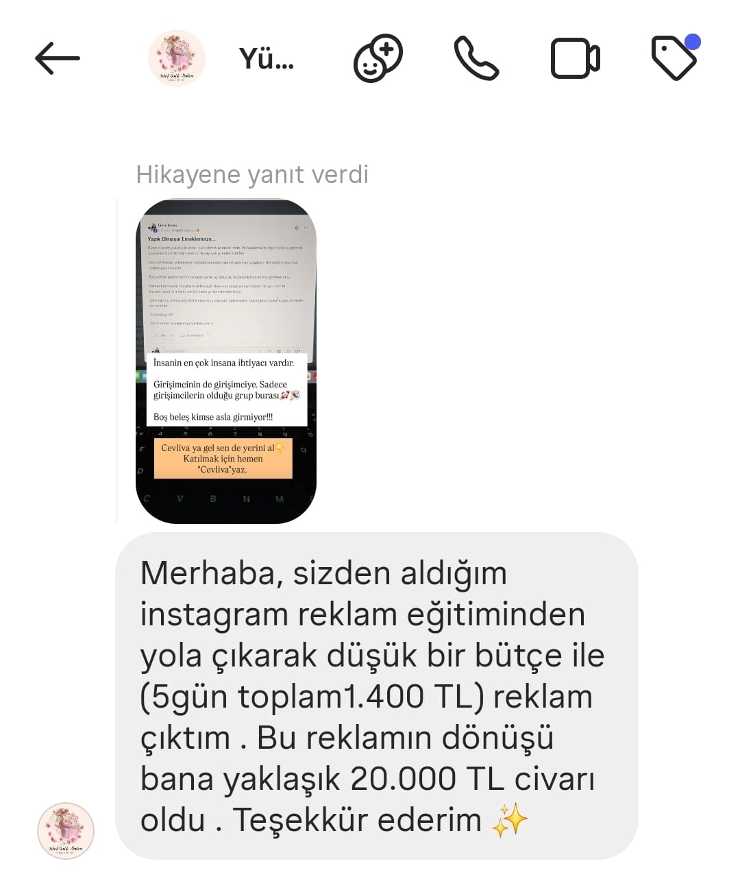 Gelen sipariş bildirimi ekran görüntüsü