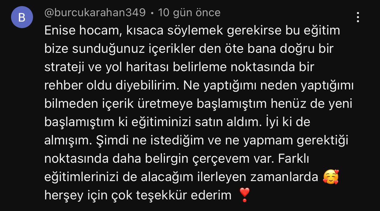 Müşteri teşekkür mesajı ekran görüntüsü