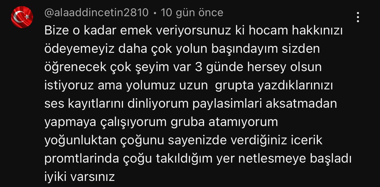 Memnun danışan yorumu ekran görüntüsü