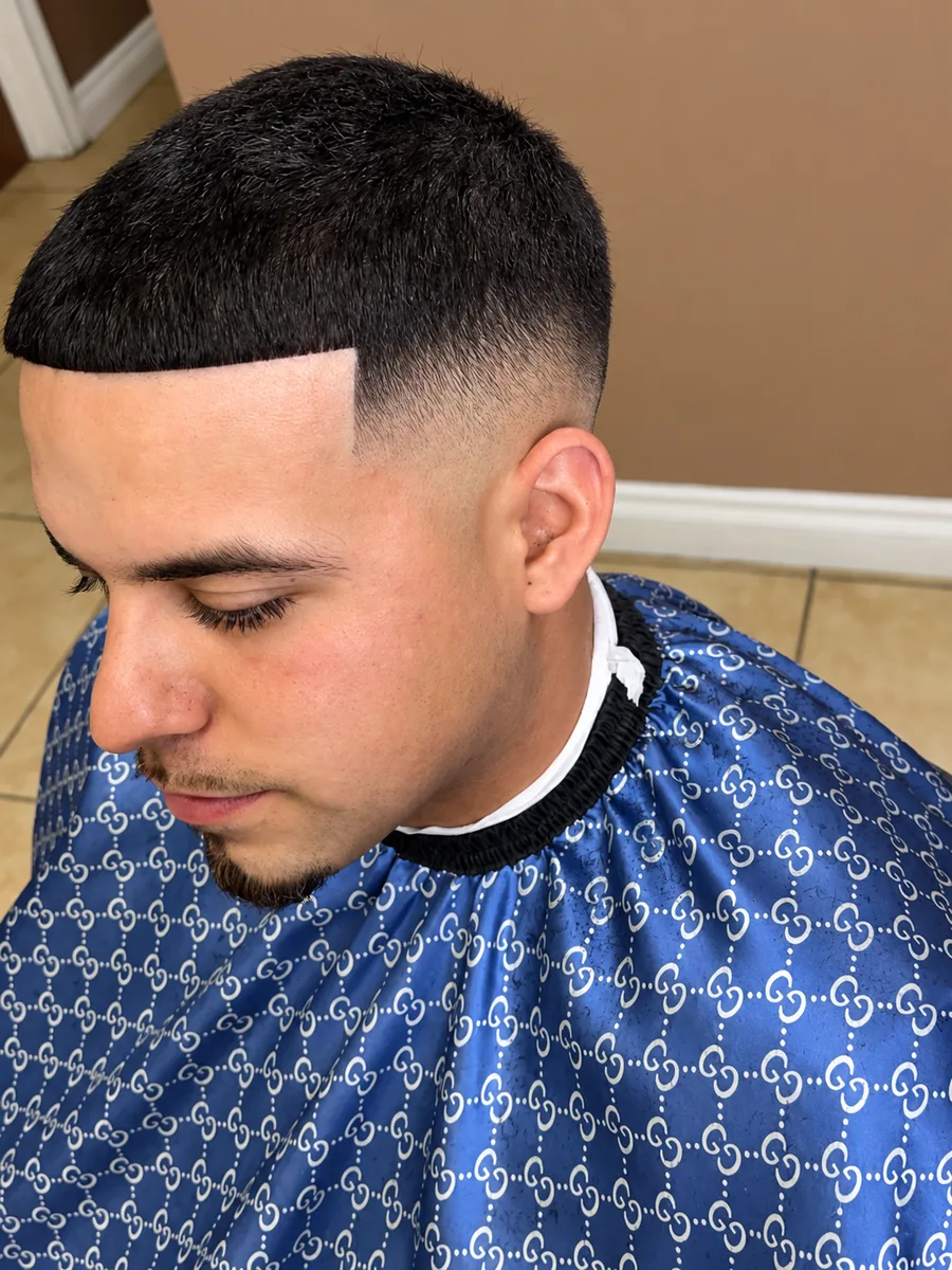 Textured crop haircut at Alexa's Barbershop Eastvale