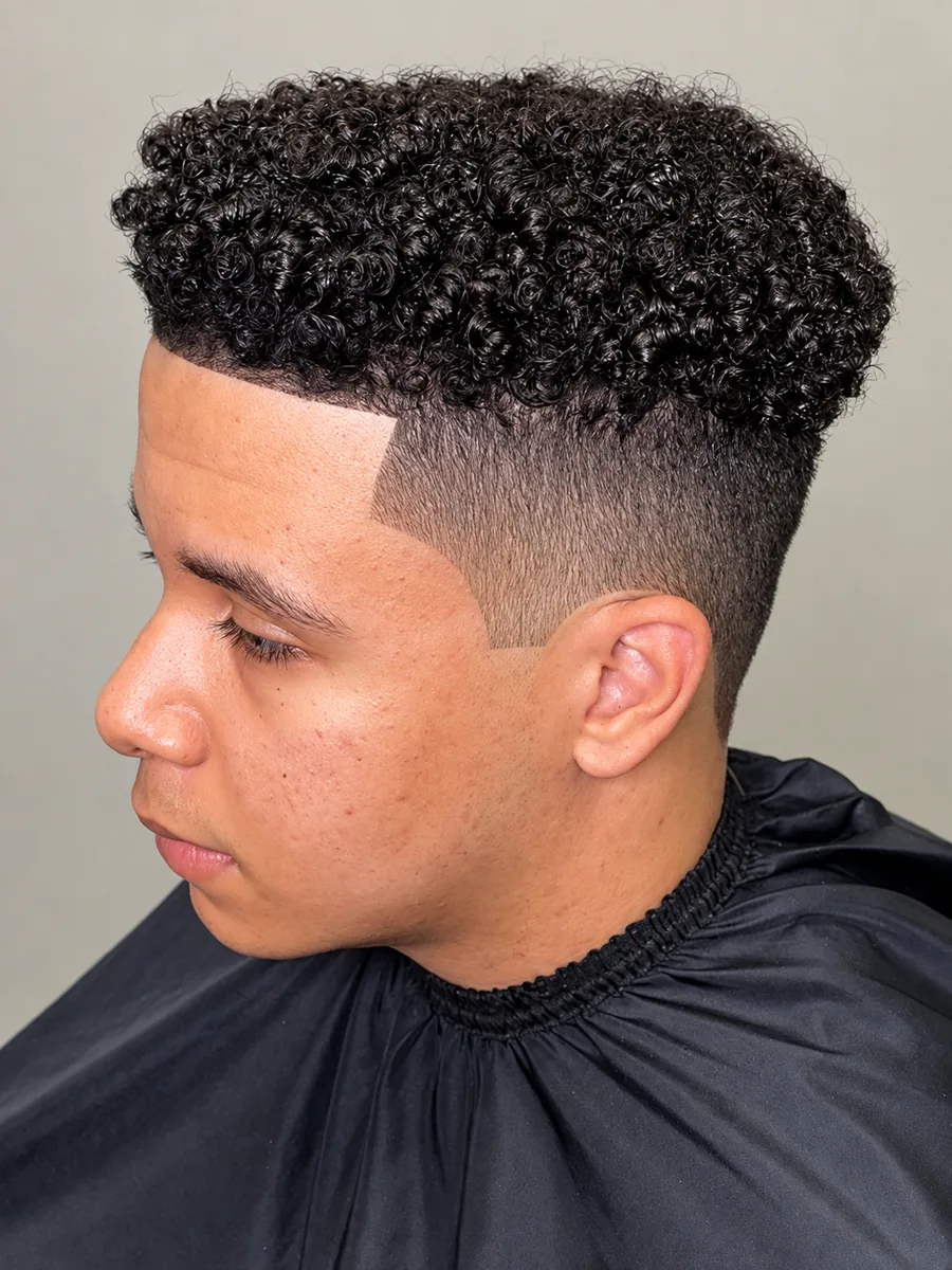 Men's fade haircut at Alexa's Barbershop Eastvale