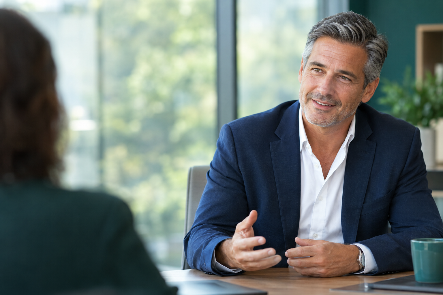 Senior sales leader in an advisory conversation