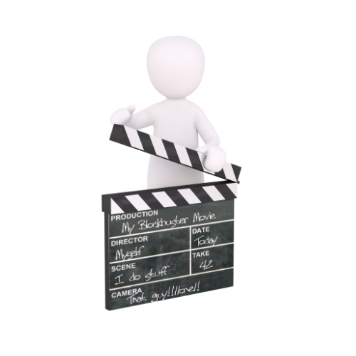 Director chair and clapperboard