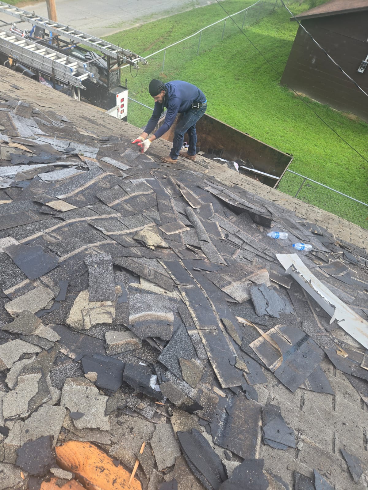 Roofing project underway at a residential property