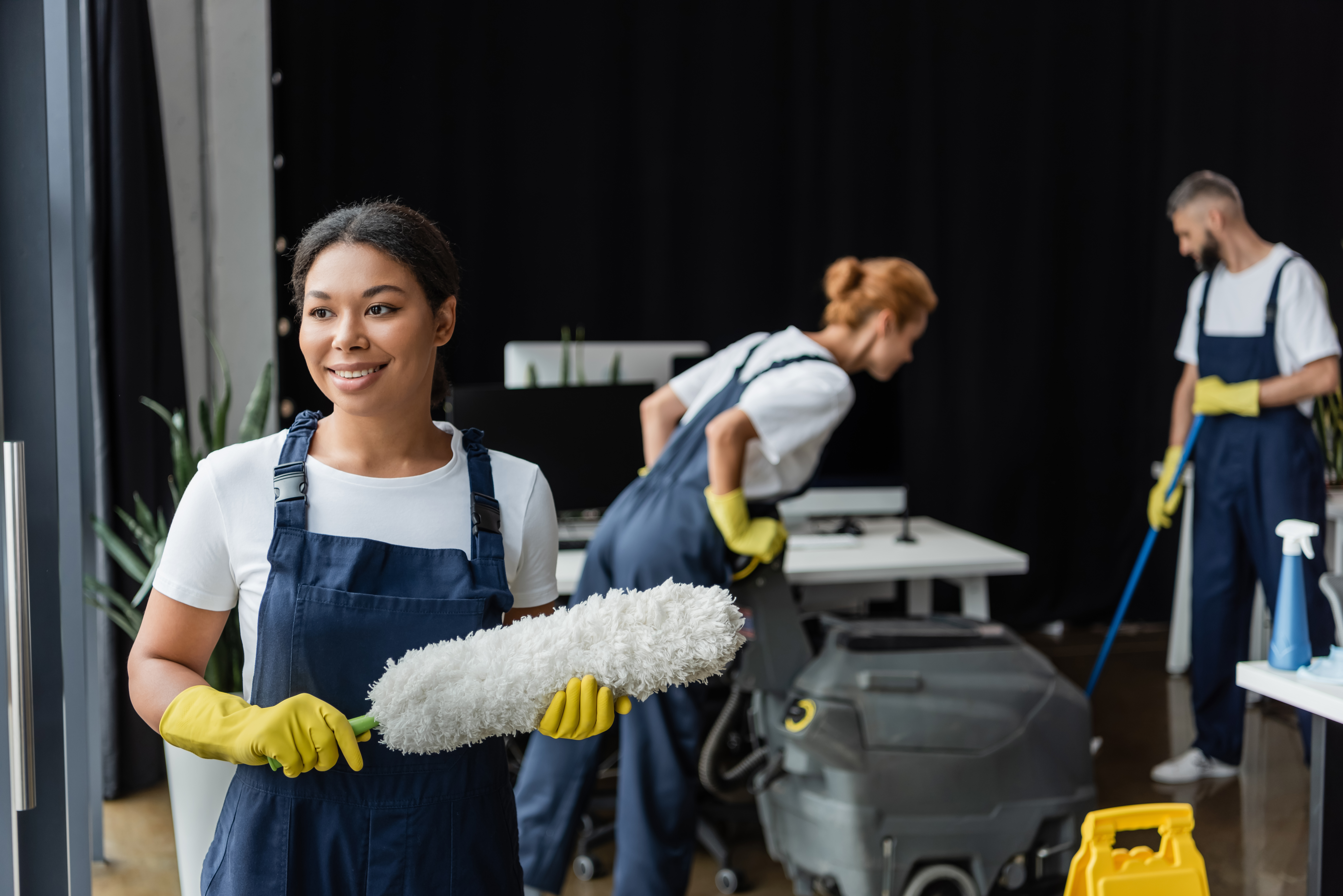 Professional cleaning team in action