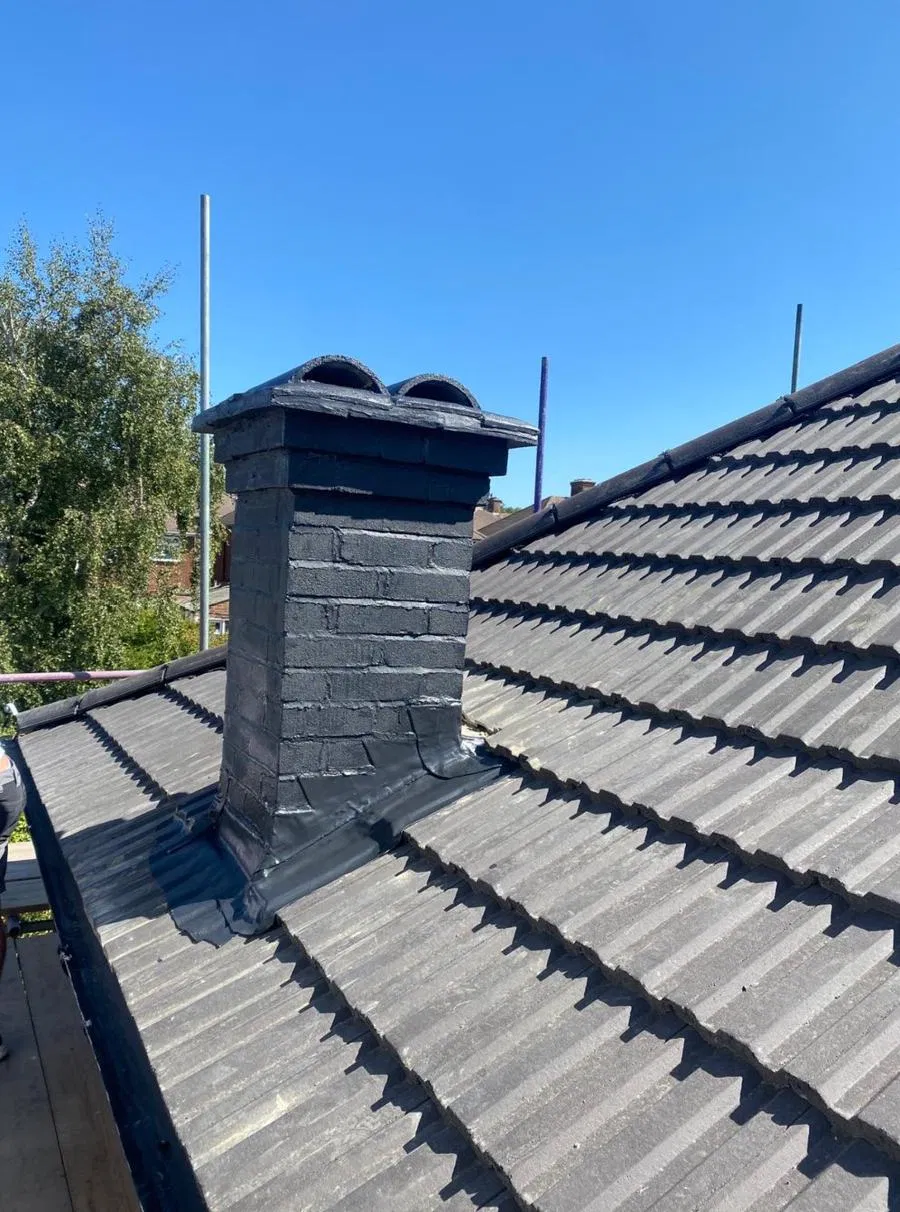Chimney with new lead flashing