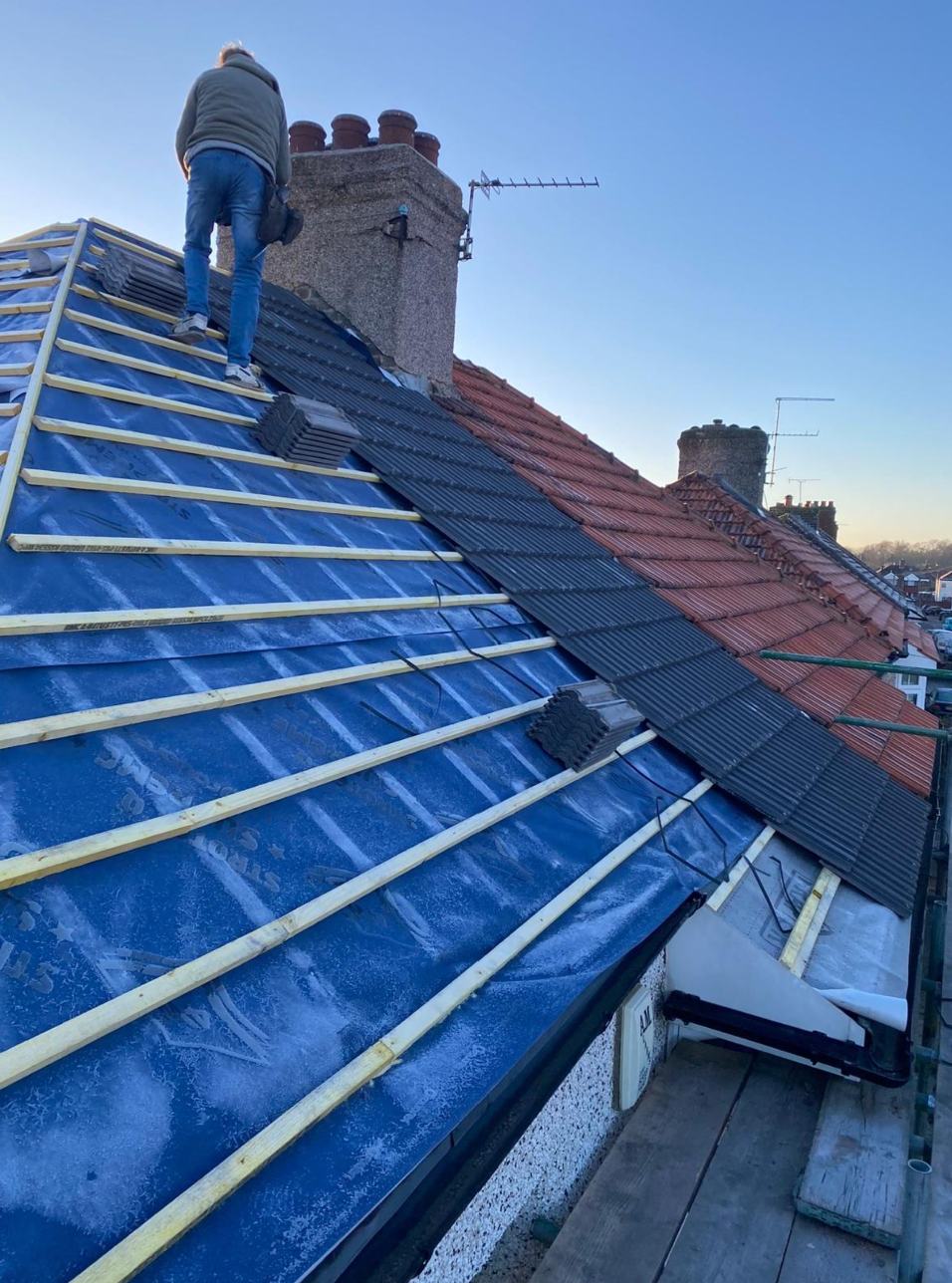 New membrane and battens on a stripped roof