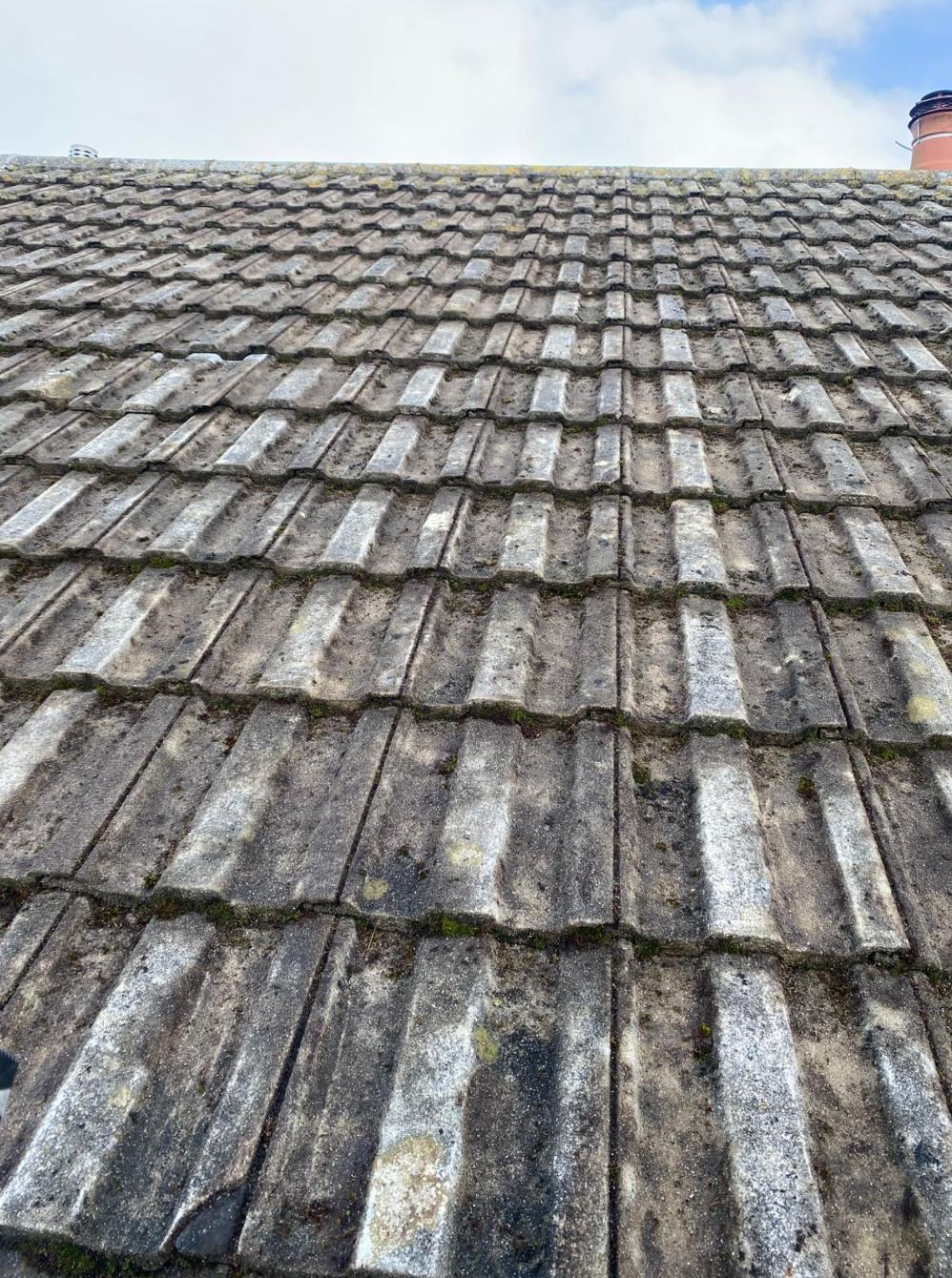 Roof tiles after the moss was removed