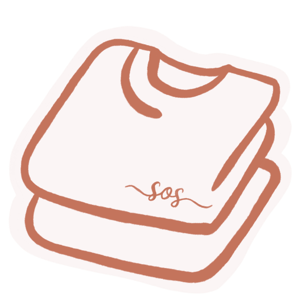 SOS branded folded laundry illustration — Shannon's Organizing Solutions home organizing services