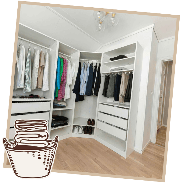 SOS branded folded laundry illustration — Shannon's Organizing Solutions organizing services