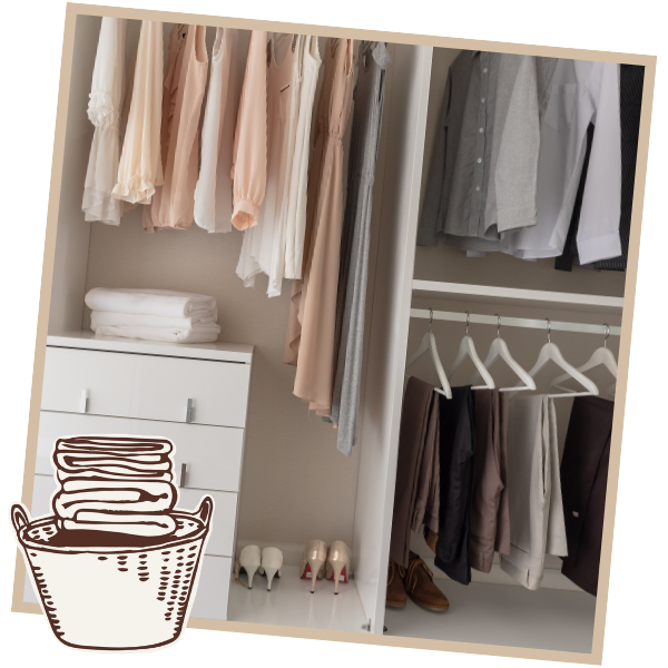 SOS branded folded laundry illustration — Shannon's Organizing Solutions organizing services
