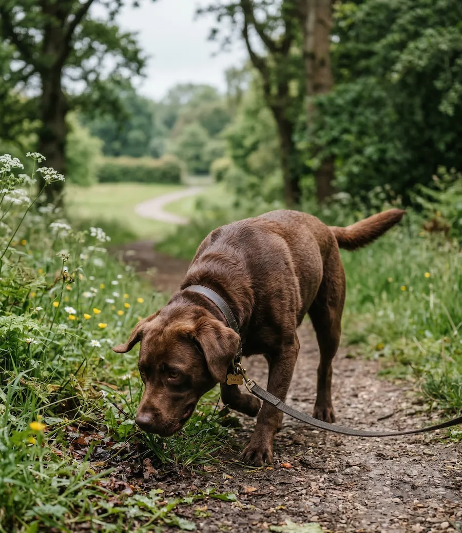 Happy dog enjoying an enrichment activity