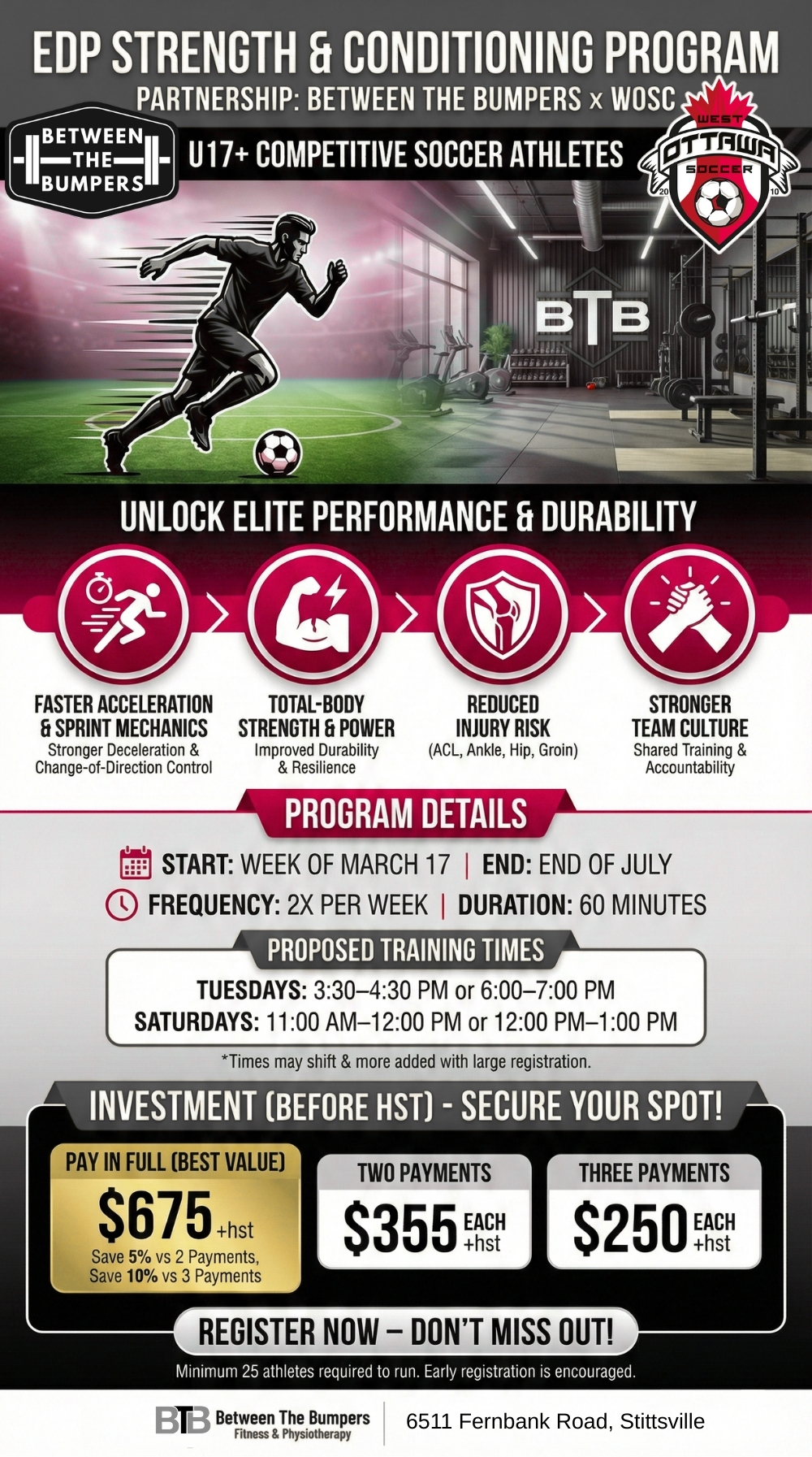 West Ottawa Soccer Club Dryland Strength Training with BTB Fitness Stittsville