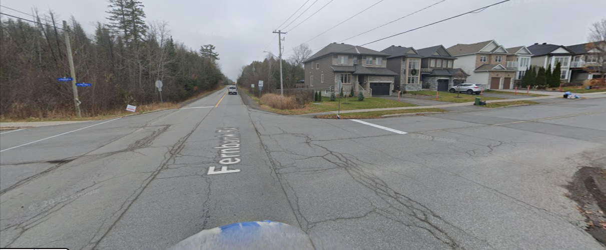 Fernbank Road intersection near Westridge Stittsville — route to Between The Bumpers gym