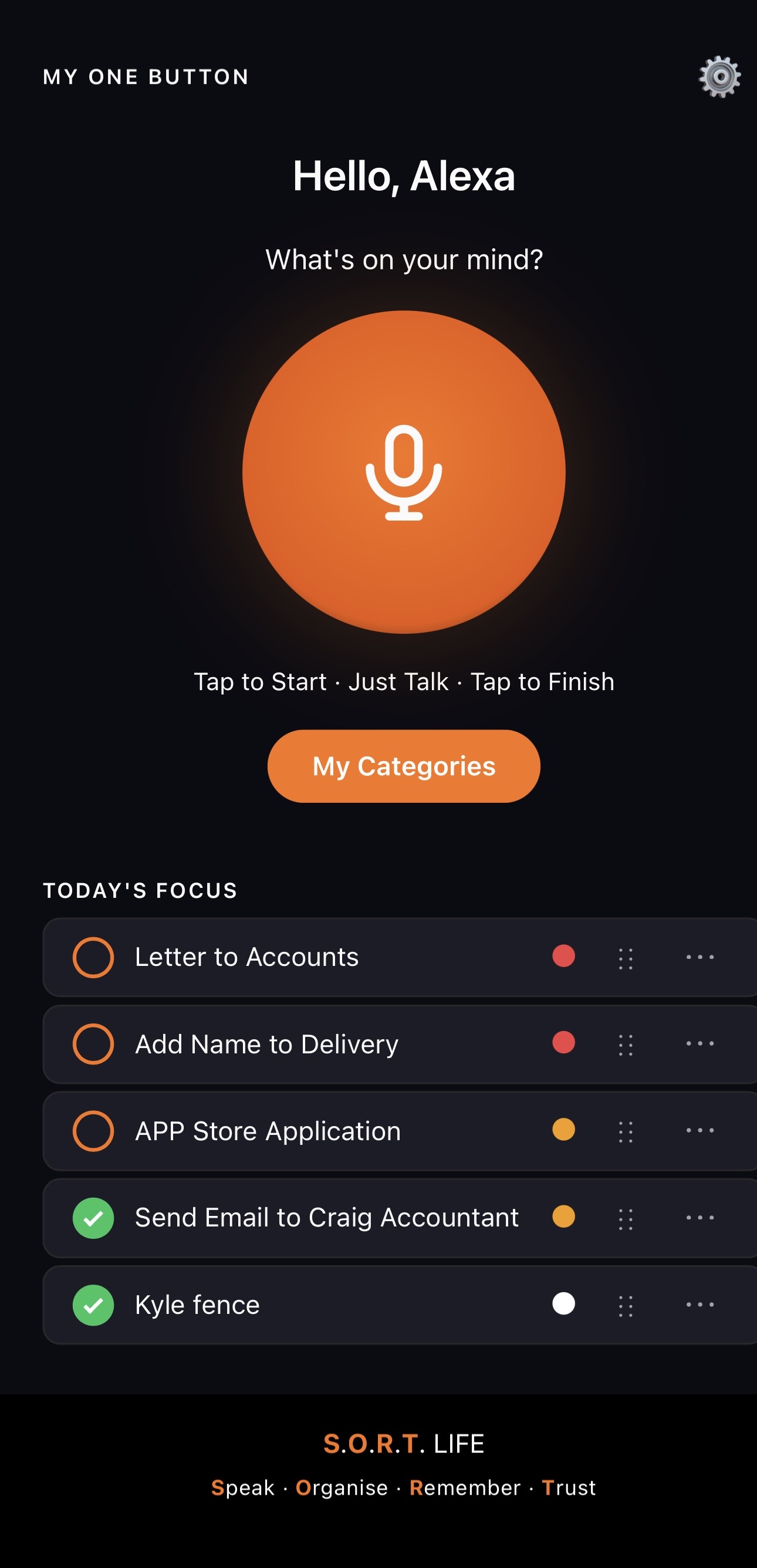 My One Button in orange
