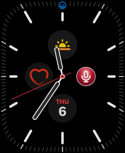 The real Apple Watch face with the My One Button complication, in your colour