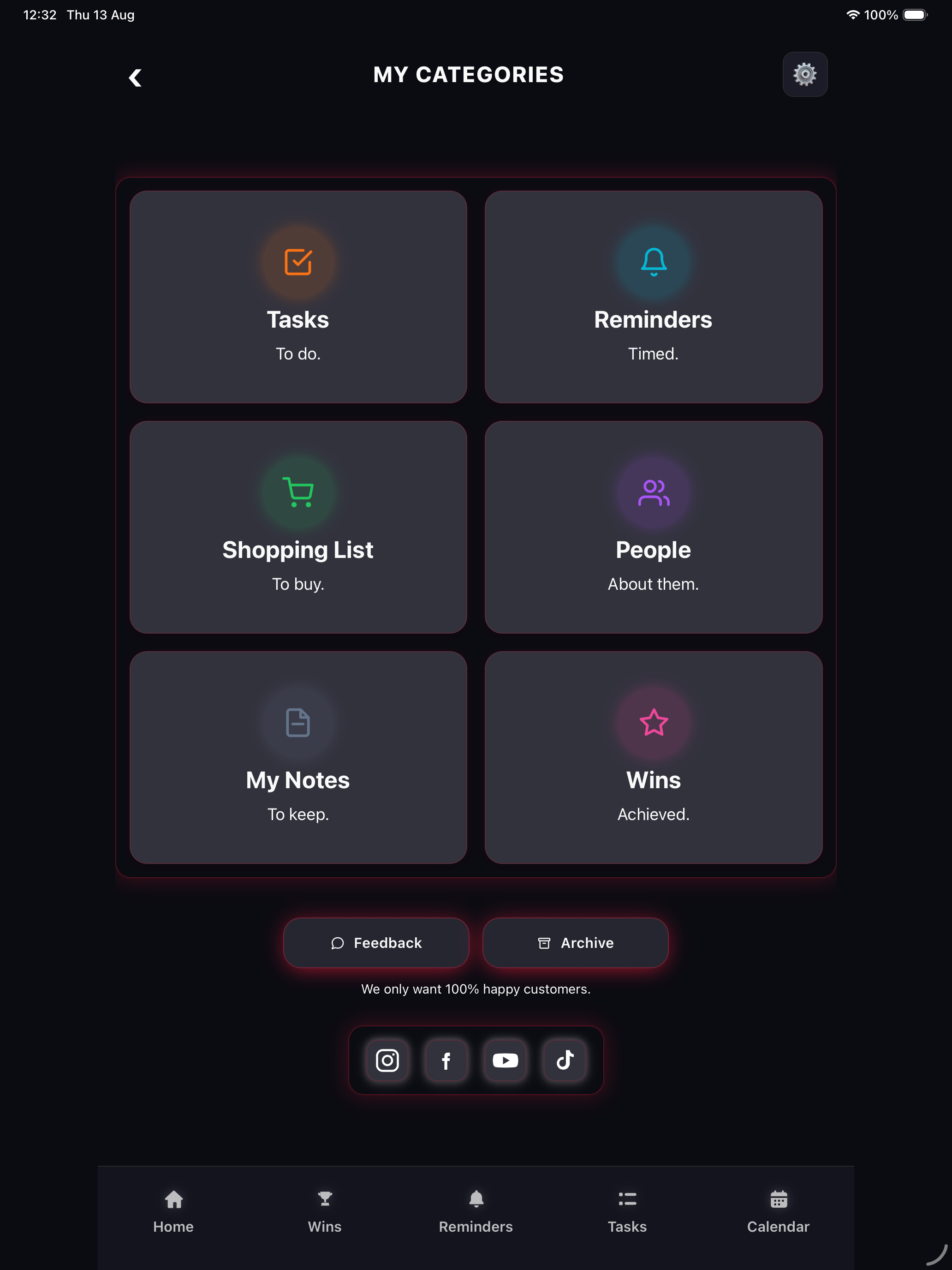 My One Button My Categories, shown on an iPad Pro 13-inch