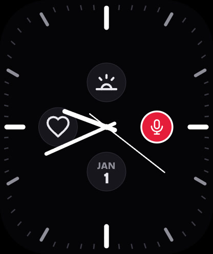The real Apple Watch face with the My One Button complication, in your colour