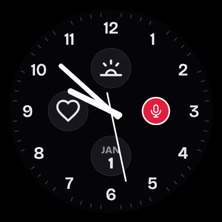 The real Pixel Watch face with the My One Button complication, in your colour