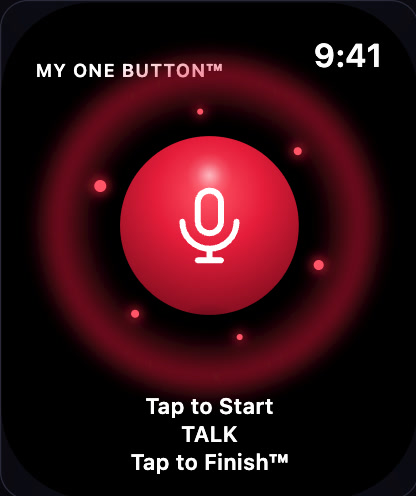 The My One Button app open on Apple Watch — the real orb