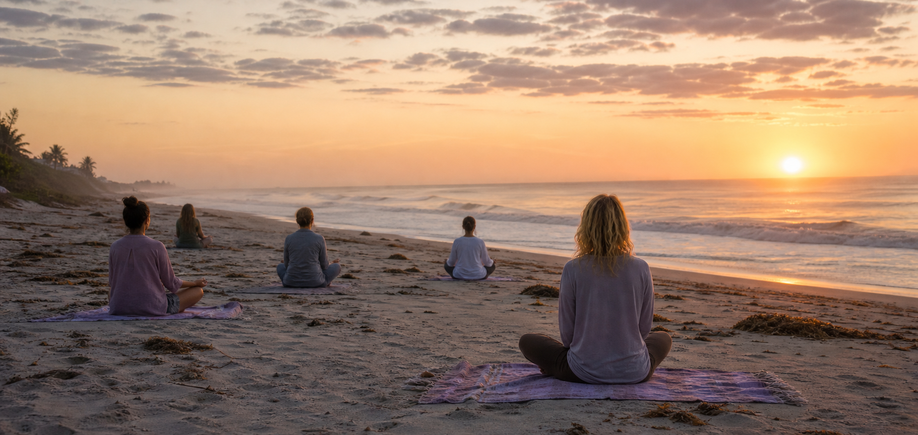 Beach meditation at sunset