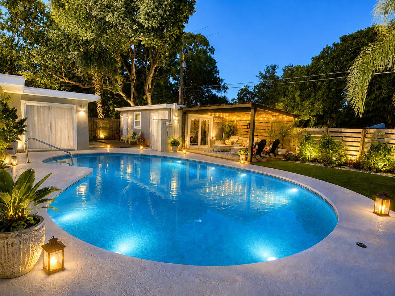 Pool at Deb’s private residence for the Atlantean Crystal Healing Pool Experience