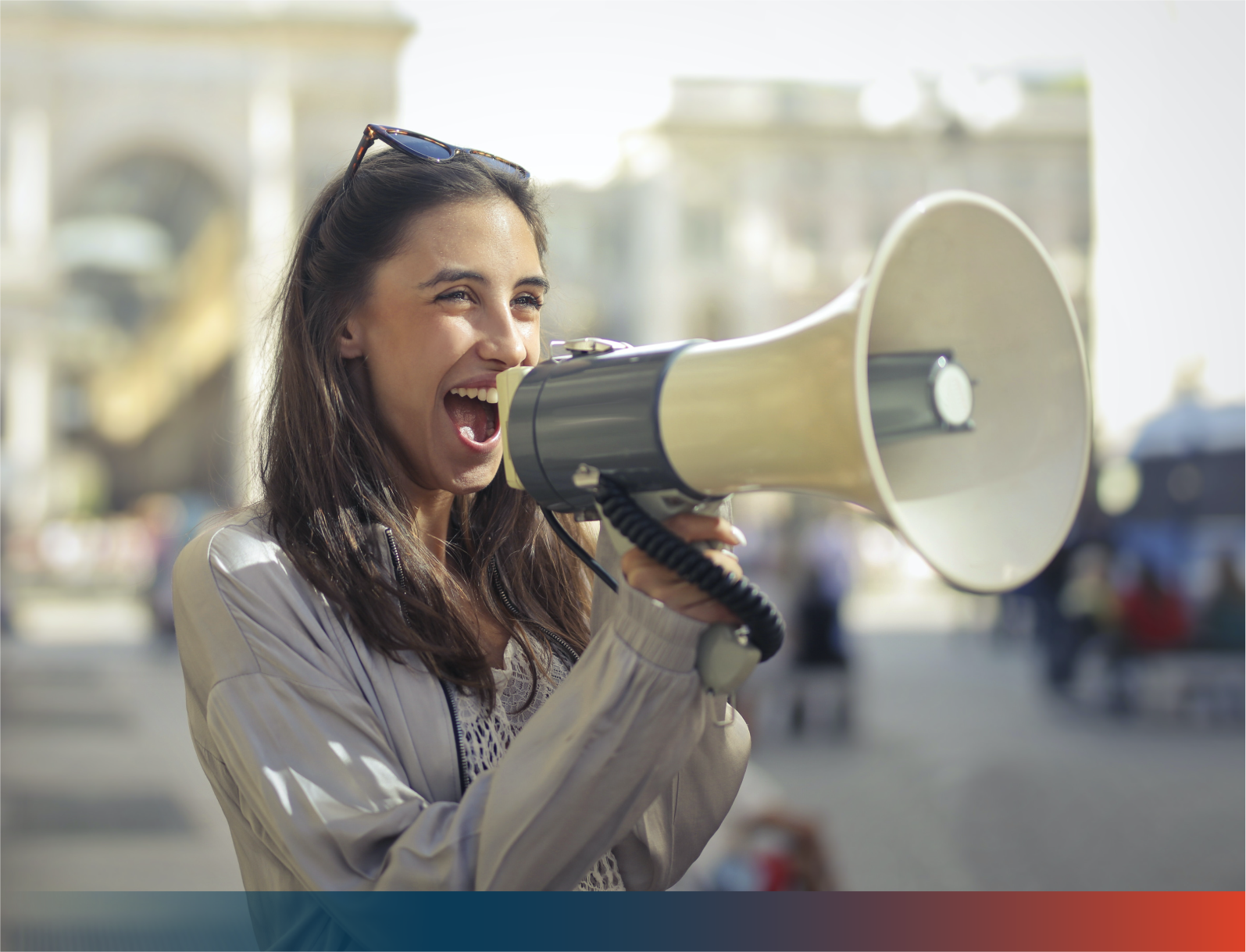 Woman with megaphone