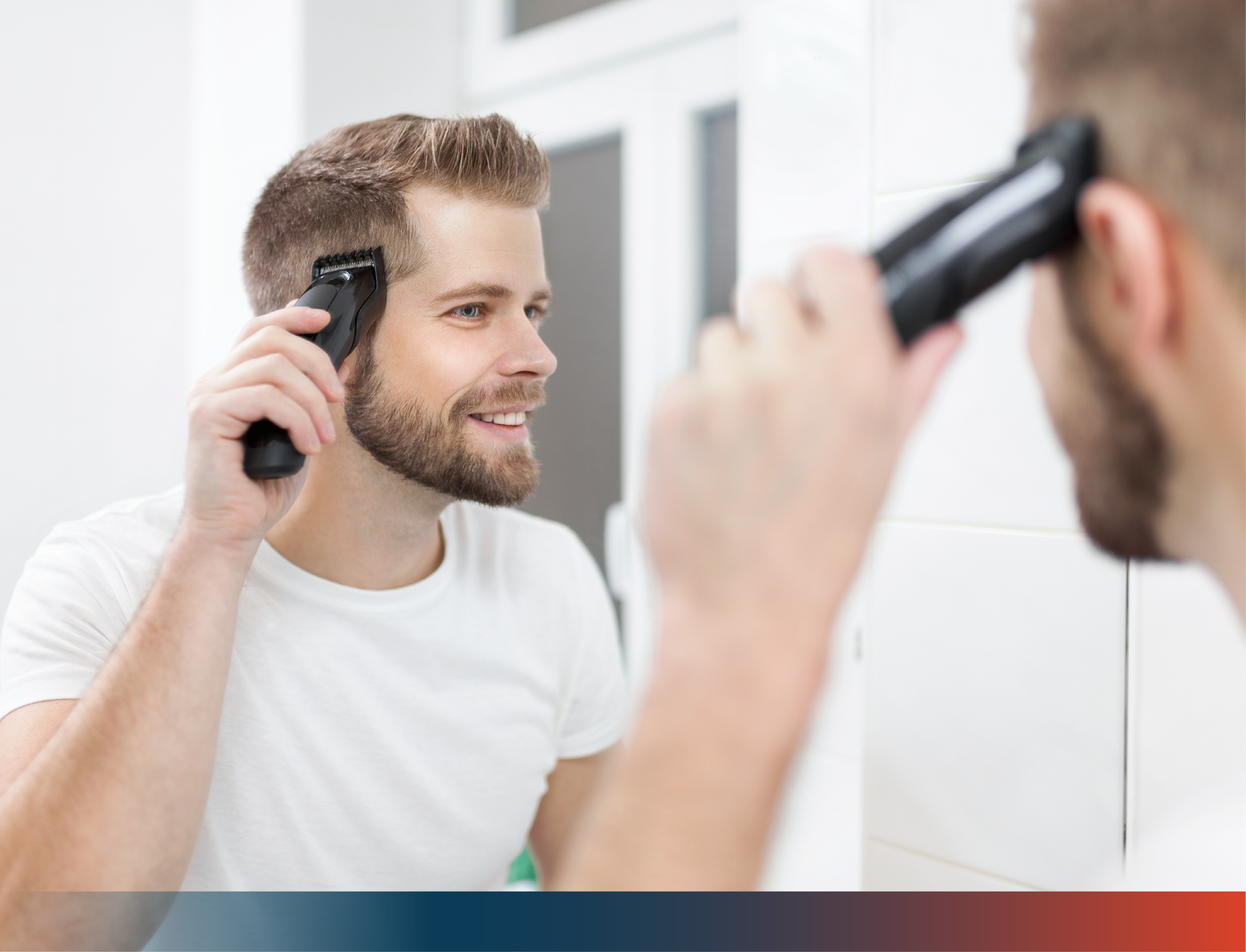 Guy cutting his own hair