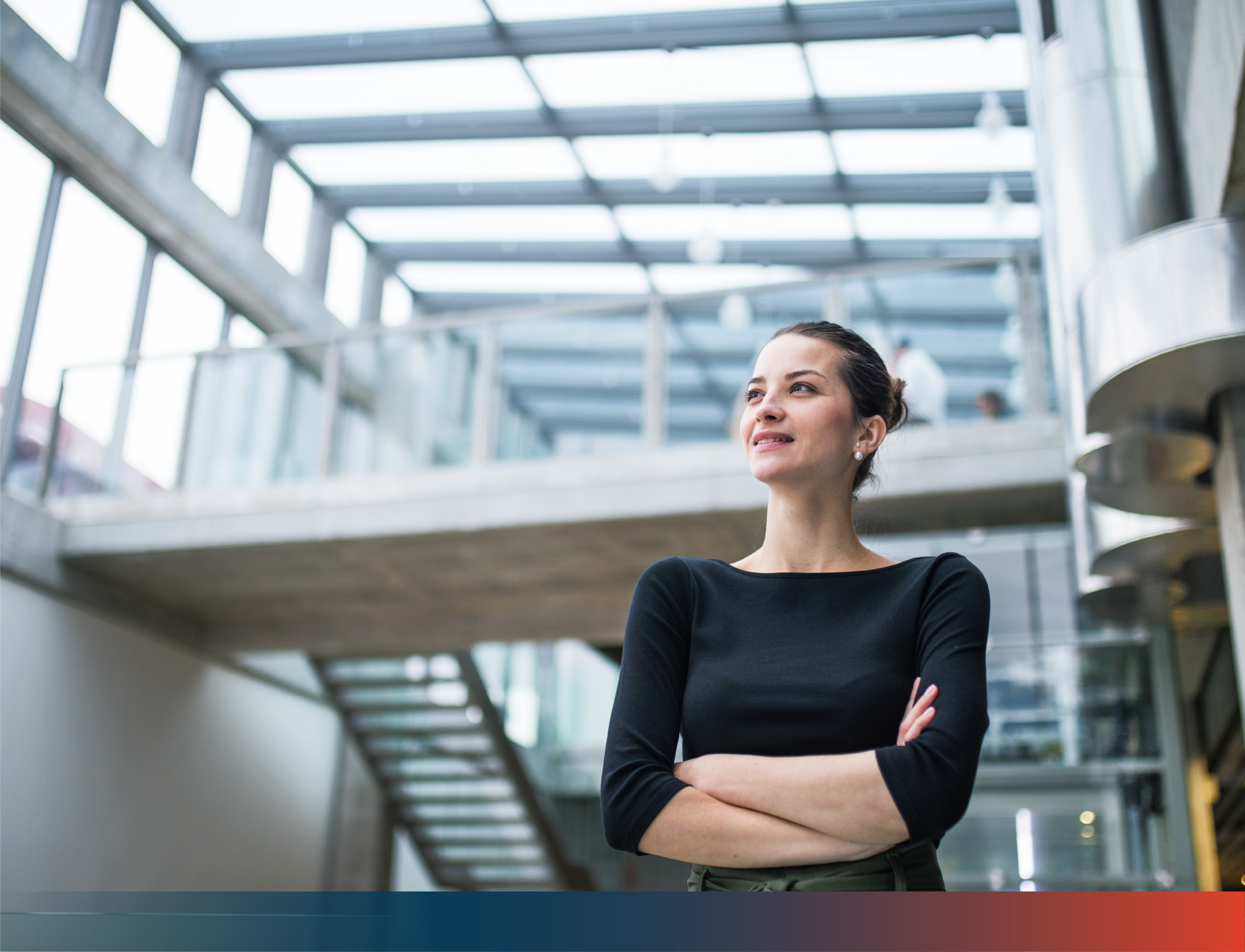 Woman in front of a building