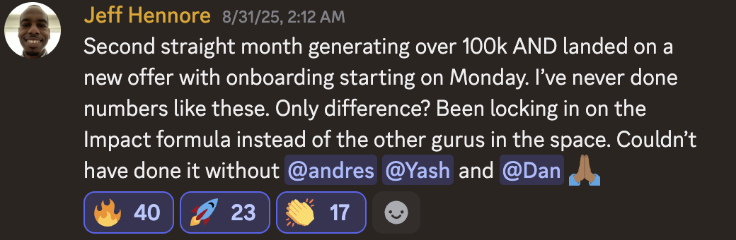 Jeff Hennore — second straight $100k month