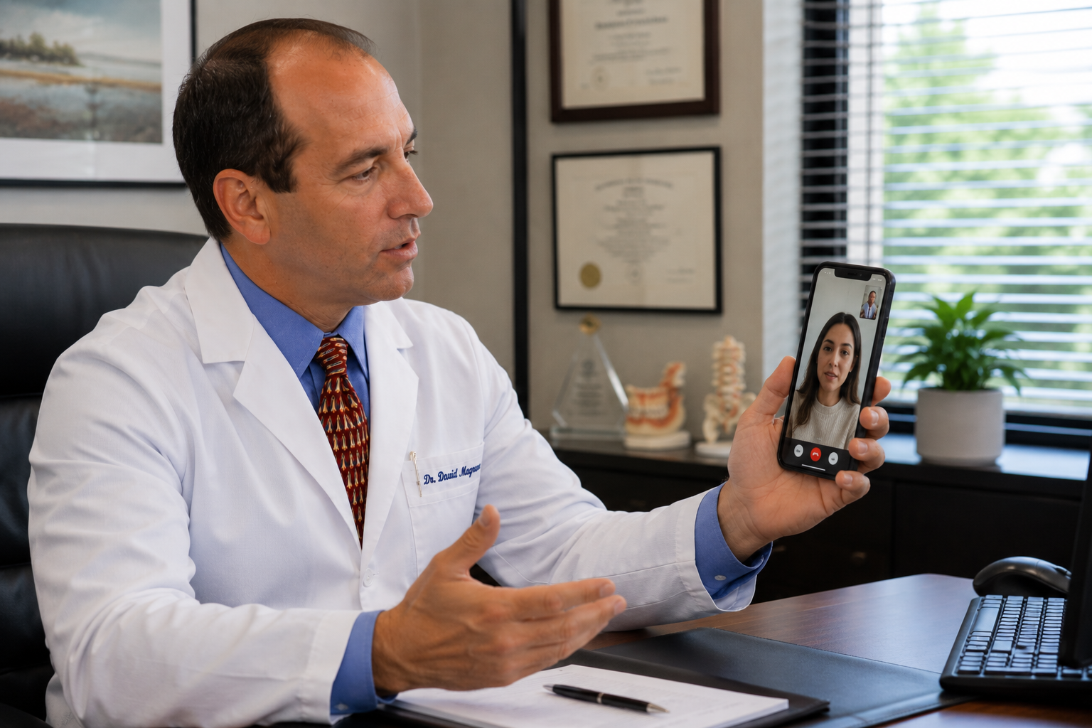 Dr. David Magnano with a patient