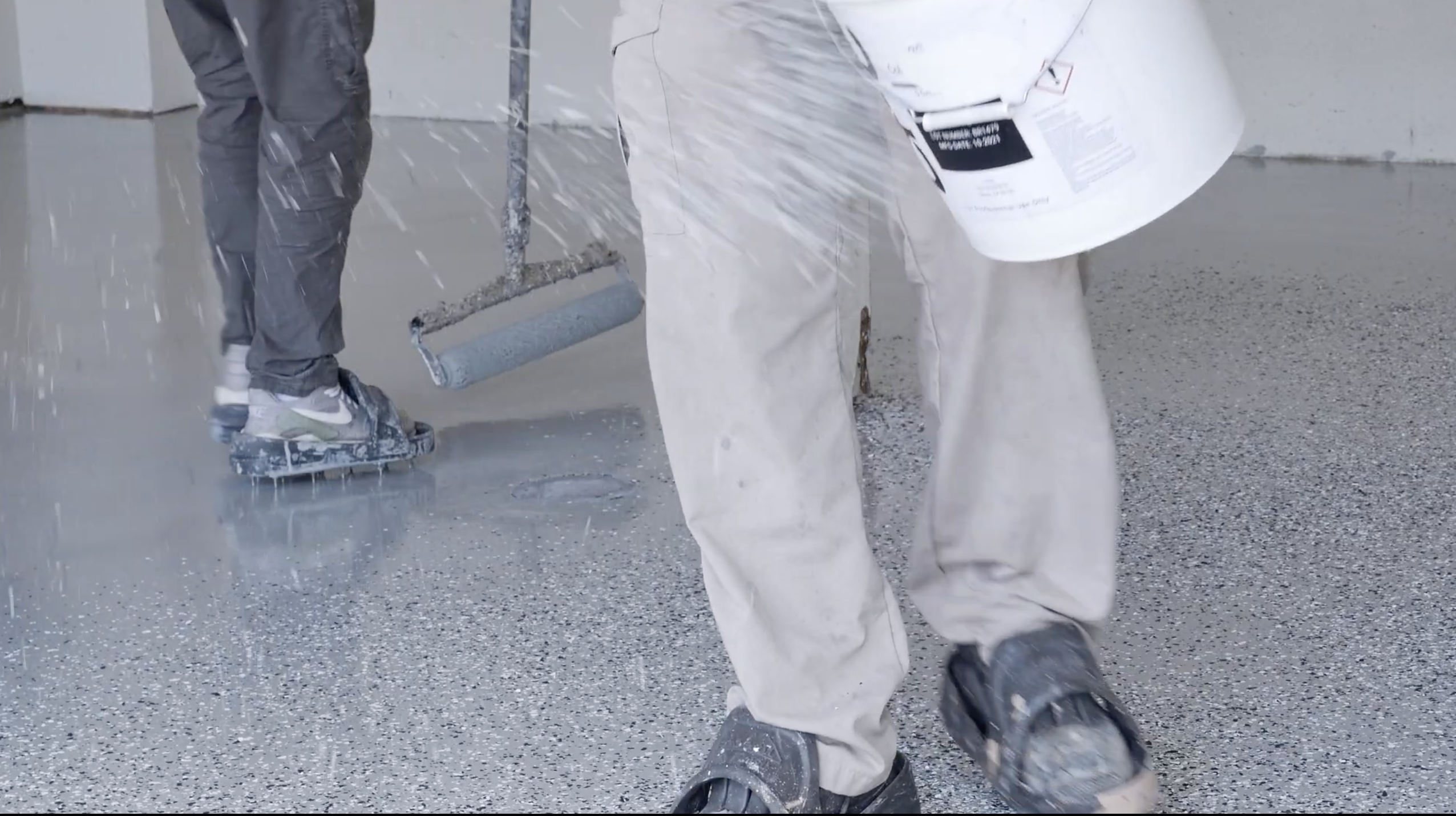 100% solids epoxy base coat applied to Kansas City garage floor