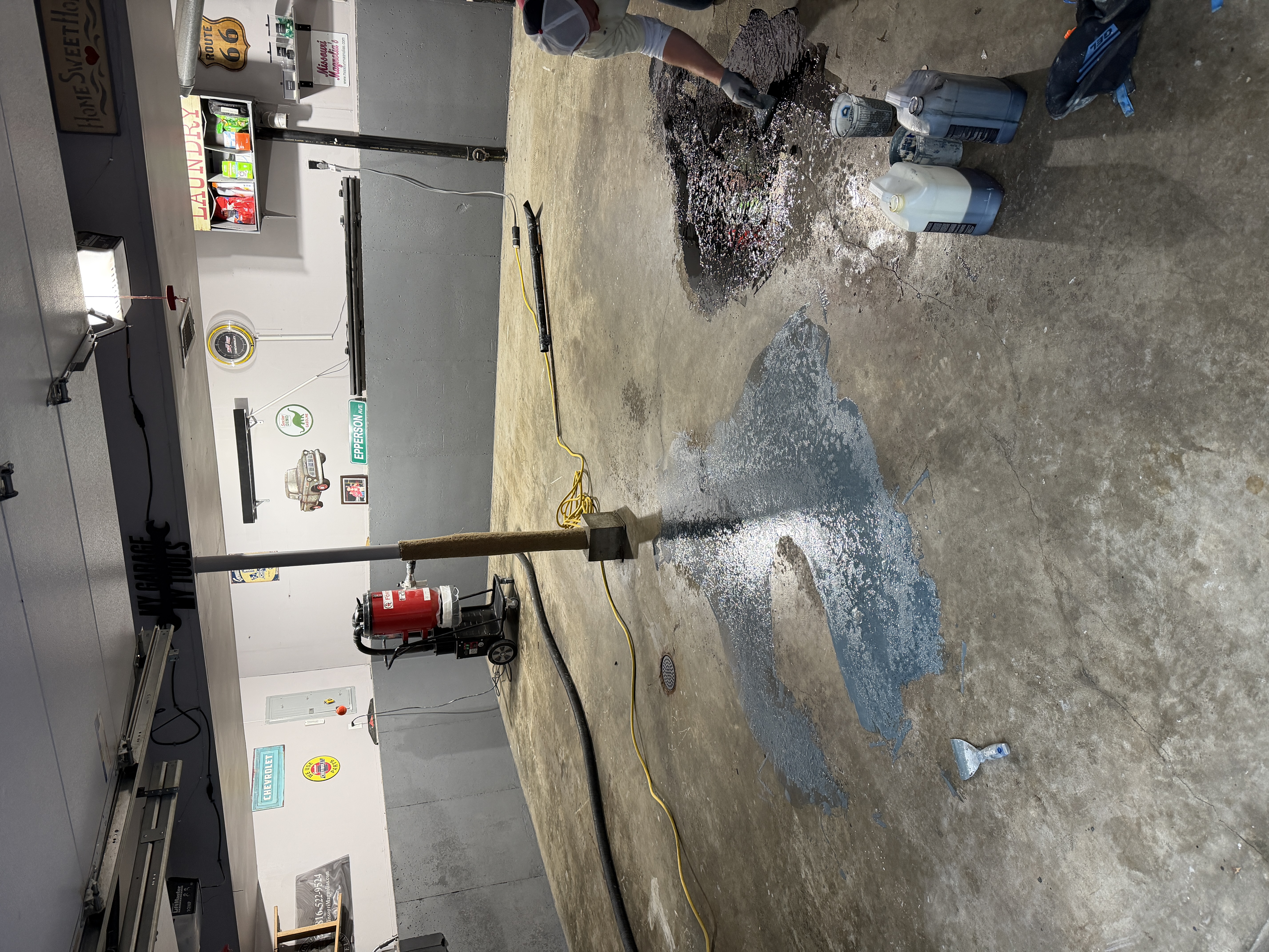 Before garage floor coating Kansas City